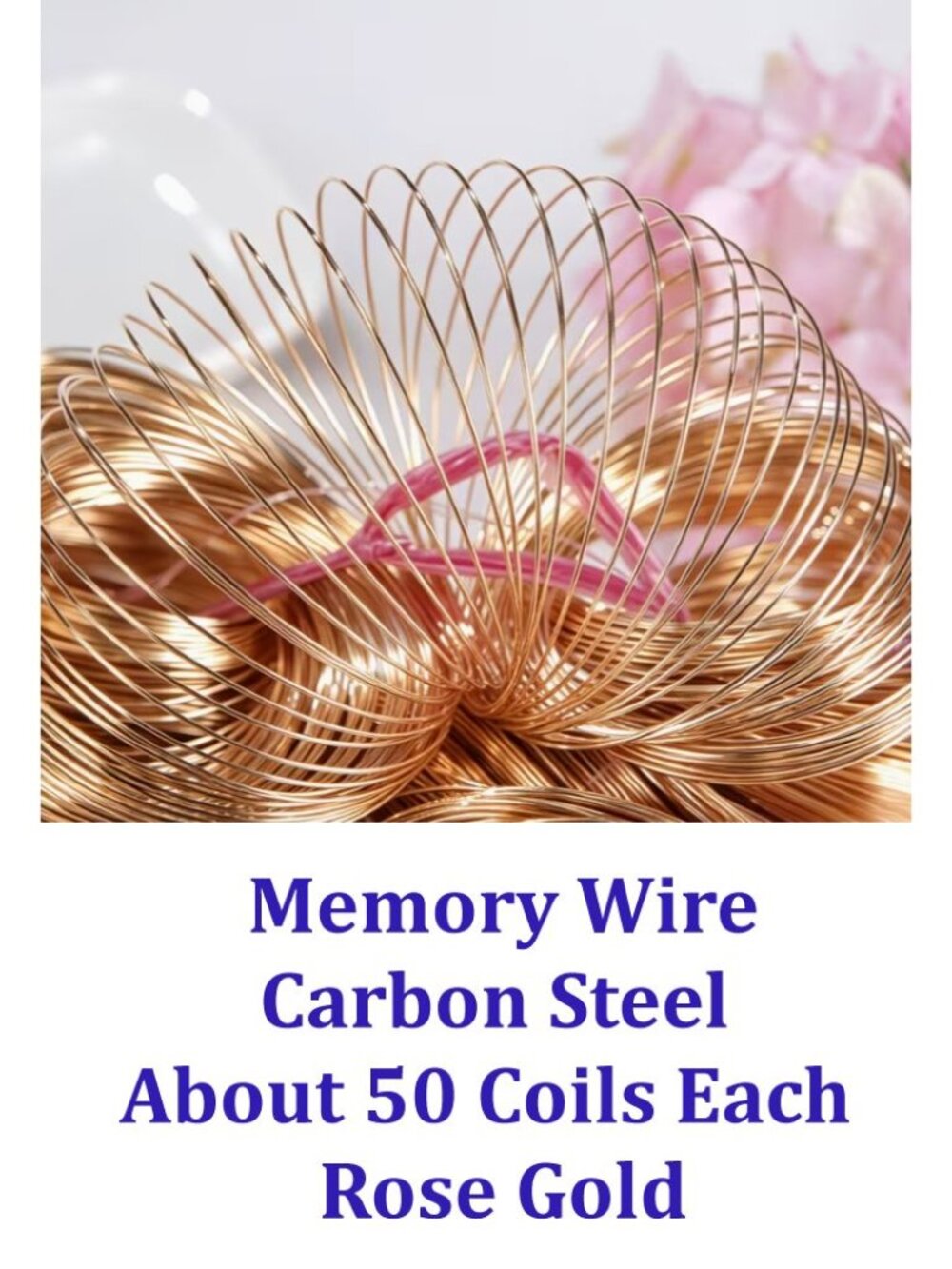 Carbon Steel Memory Wire, About 50 Coils Each  Rose Gold